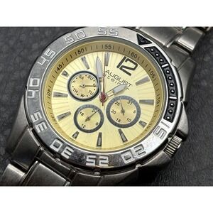 August Steiner Men's Stainless Steel Chronograph Watch Works - NEW BATTERY
